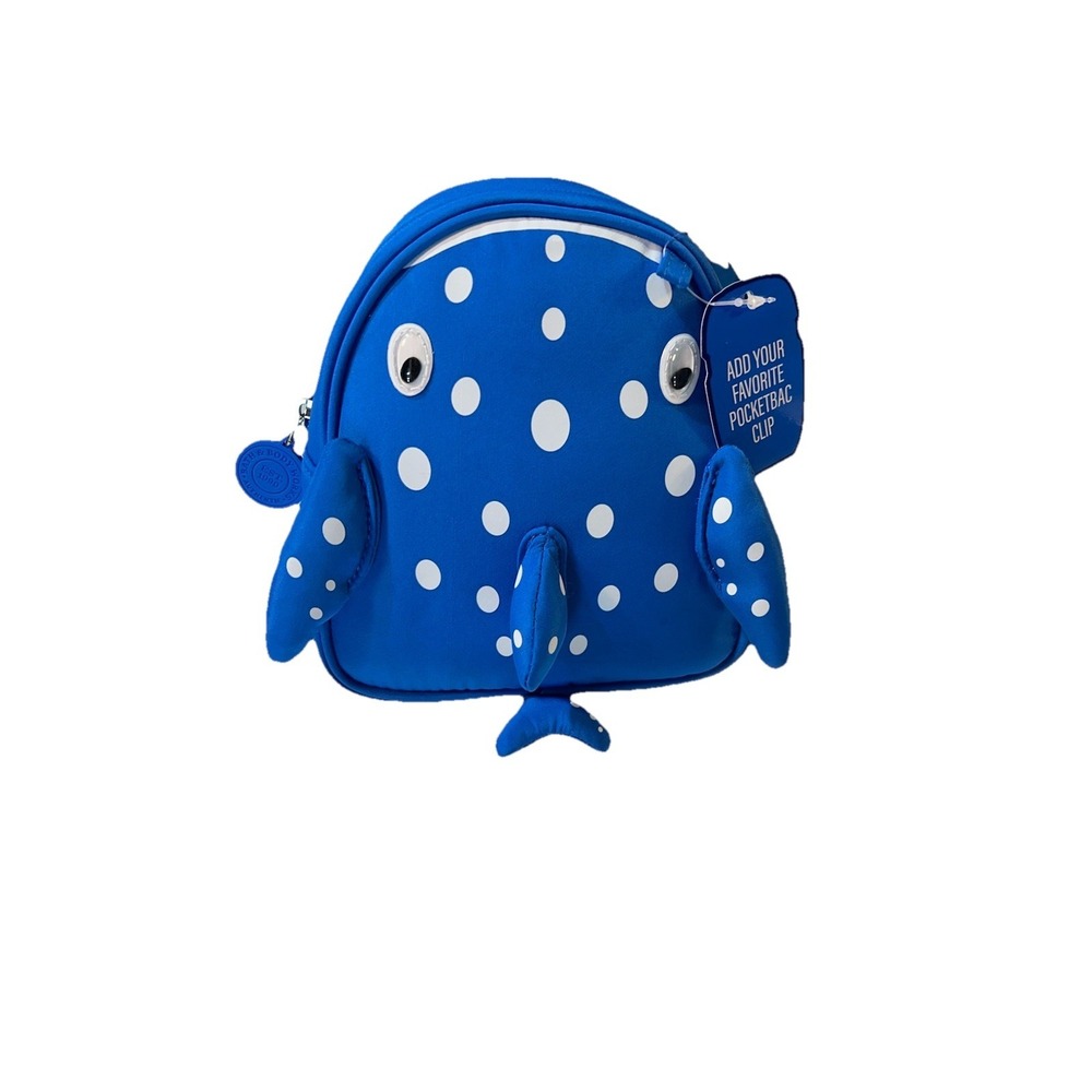 Bath & Body Works Whale Shark Backpack Mini Cosmetic Bag Makeup Zippered Blue
